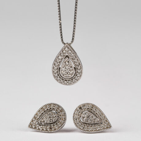 set colier si cercei aur cu diamante