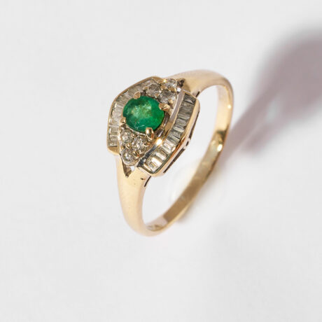 inel aur 18 k cu smaralde si diamante