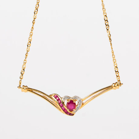 colier aur 18 k cu rubine si diamante